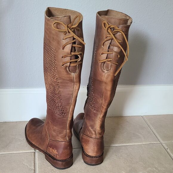 Bed Stu Tall Riding Boots Womens sz 7 Brown Cambridge Distressed Leather Rustic - Picture 7 of 10